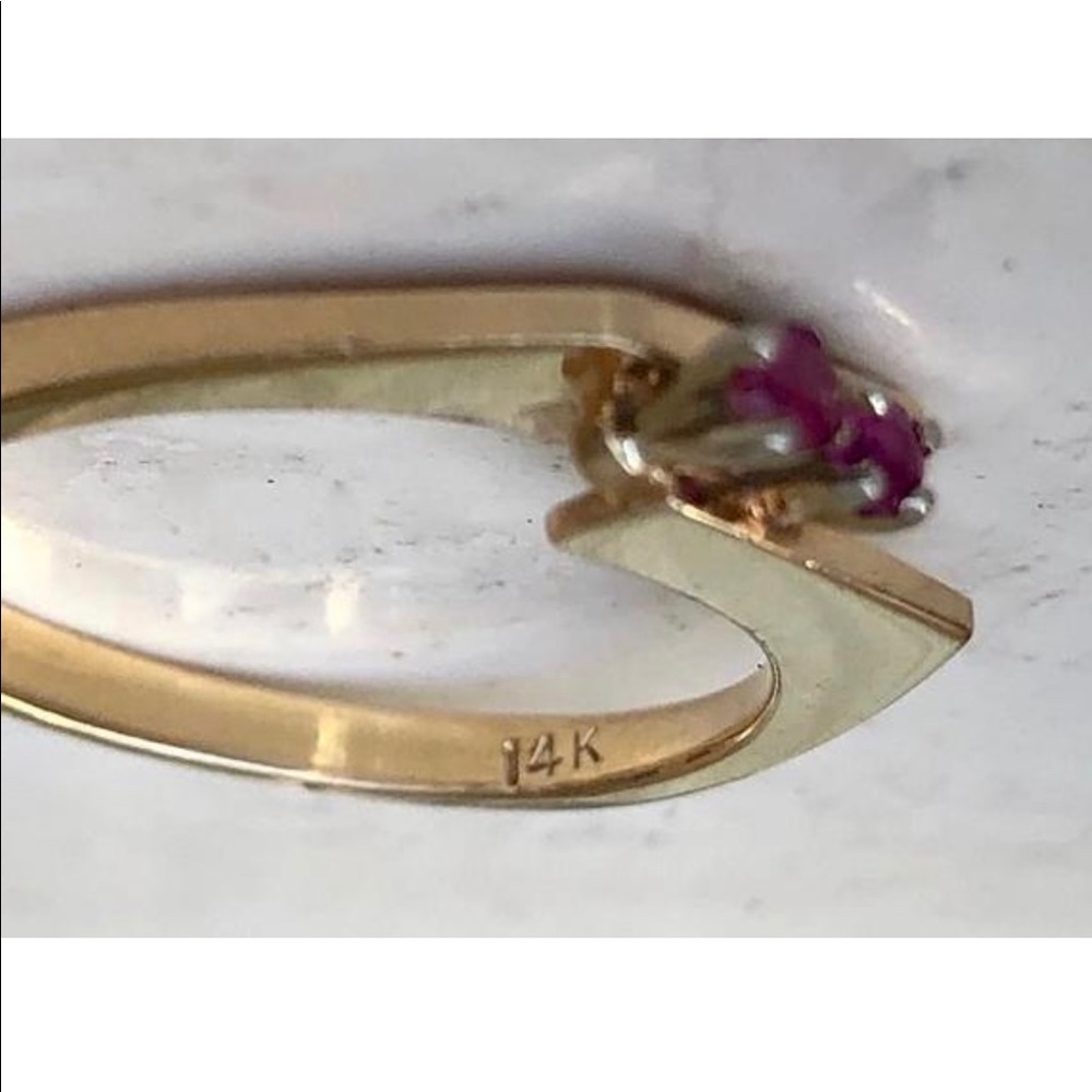 14k Solid Gold Ruby Spinel Ring Mid Century - image 5
